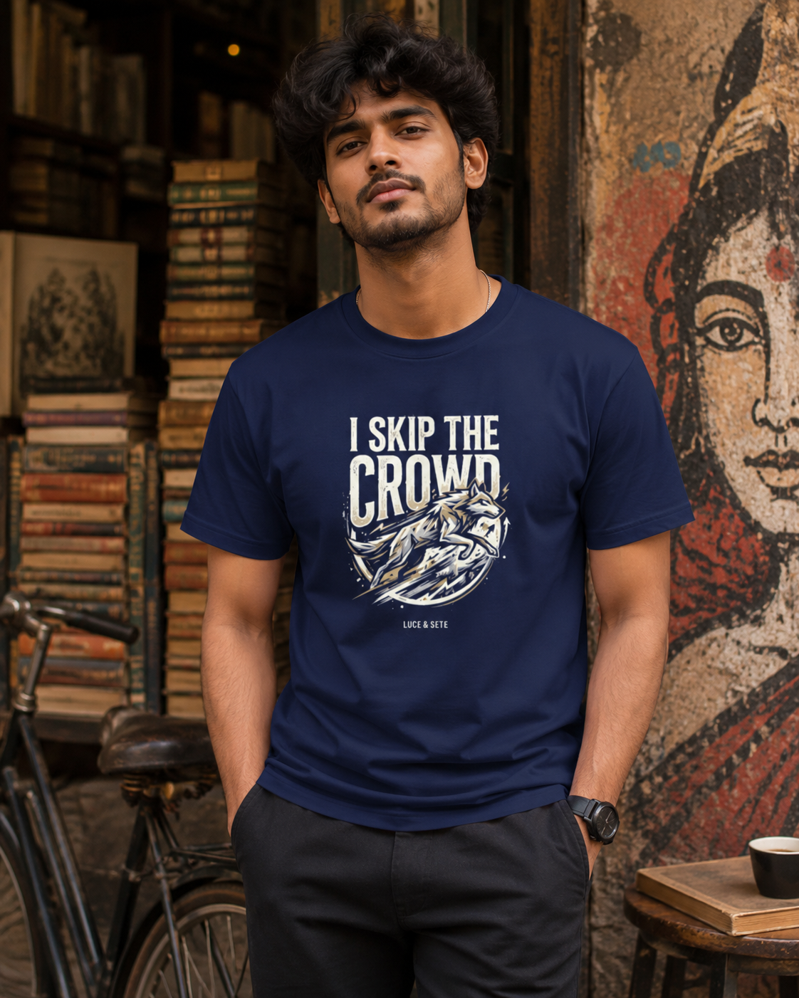 LUCE & SETE GPT mockup 1 - I Skip The Crowd Classic Graphic T-Shirt for Men | Bold Leadership Streetwear - 555_9400942002413_unisex-classic-crew-t-shirt-160_BUILD_DIFF_front_HERO_20260616_120532.png