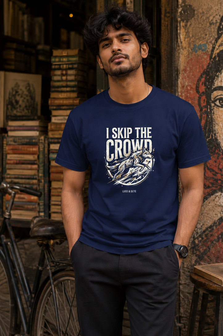LUCE & SETE GPT mockup 1 - I Skip The Crowd Classic Graphic T-Shirt for Men | Bold Leadership Streetwear - 555_9400942002413_unisex-classic-crew-t-shirt-160_BUILD_DIFF_front_PAIR_20260616_120652_01_row1_col1.png