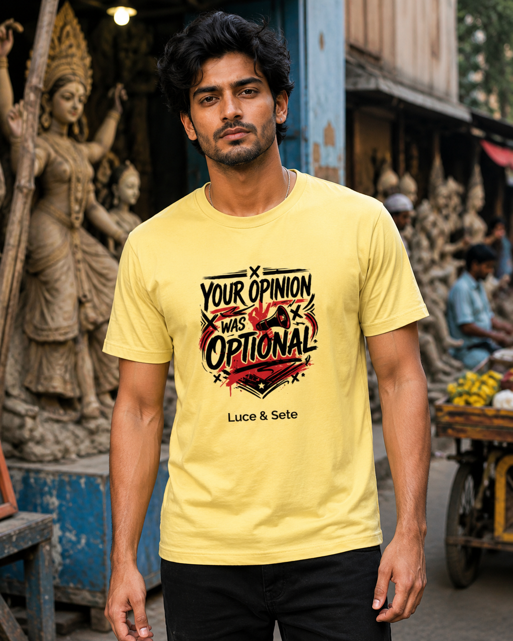 LUCE & SETE GPT mockup 1 - Your Opinion Was Optional Classic Graphic T-Shirt for Men | Bold Attitude Streetwear - 555_9400942133485_unisex-classic-crew-t-shirt-163_BUILD_DIFF_front_HERO_20260617_183408.png