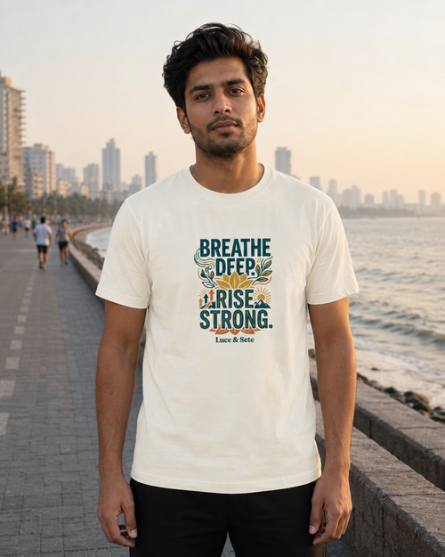 LUCE & SETE GPT mockup 1 - Breathe Deep Rise Strong Classic Graphic T-Shirt for Men | Motivational Streetwear - 555_9403341013229_unisex-classic-crew-t-shirt-164_YOGA_front_HERO_20260617_131951.png