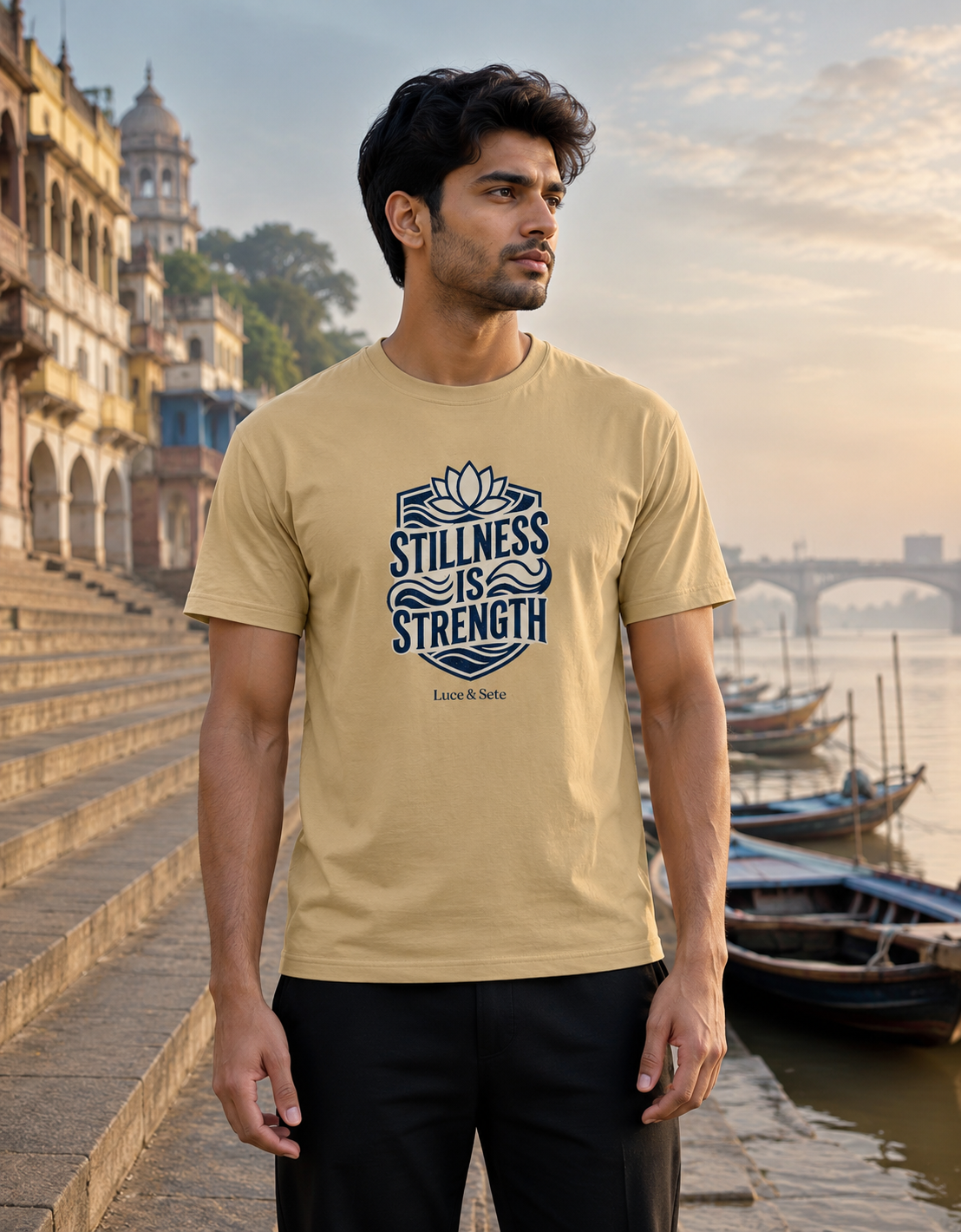 LUCE & SETE GPT mockup 1 - Stillness Is Strength Classic Graphic T-Shirt for Men | Mindfulness Streetwear - 555_9403361427693_unisex-classic-crew-t-shirt-166_YOGA_front_HERO_20260617_134801.png
