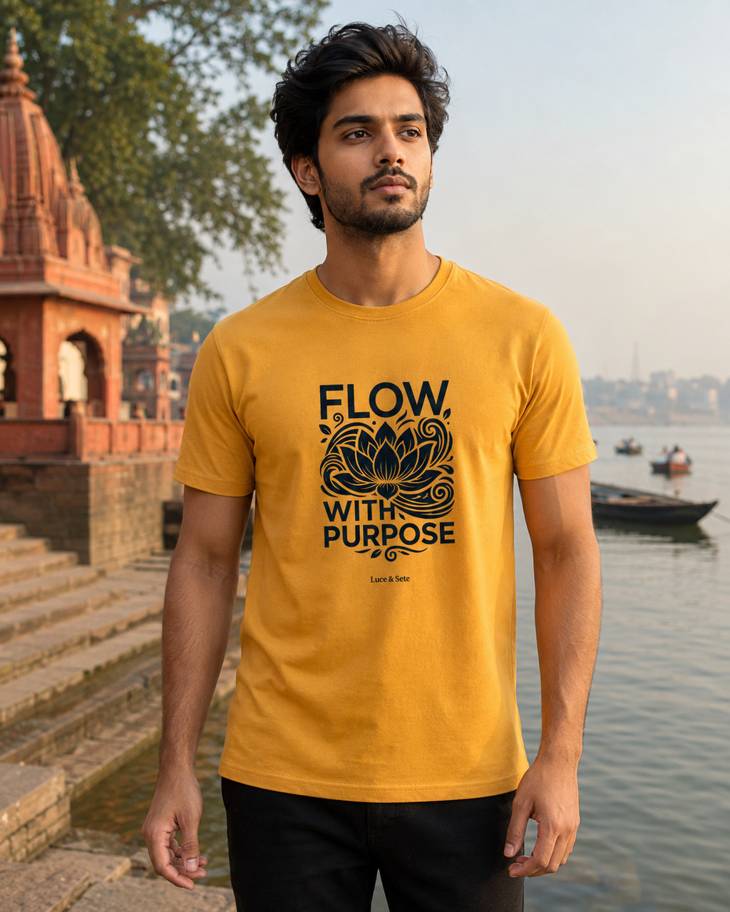 LUCE & SETE GPT mockup 1 - Flow With Purpose Classic Graphic T-Shirt for Men | Mindful Yoga Streetwear - 555_9403363098861_unisex-classic-crew-t-shirt-174_CLASSIC_front_HERO_20260617_151342.png