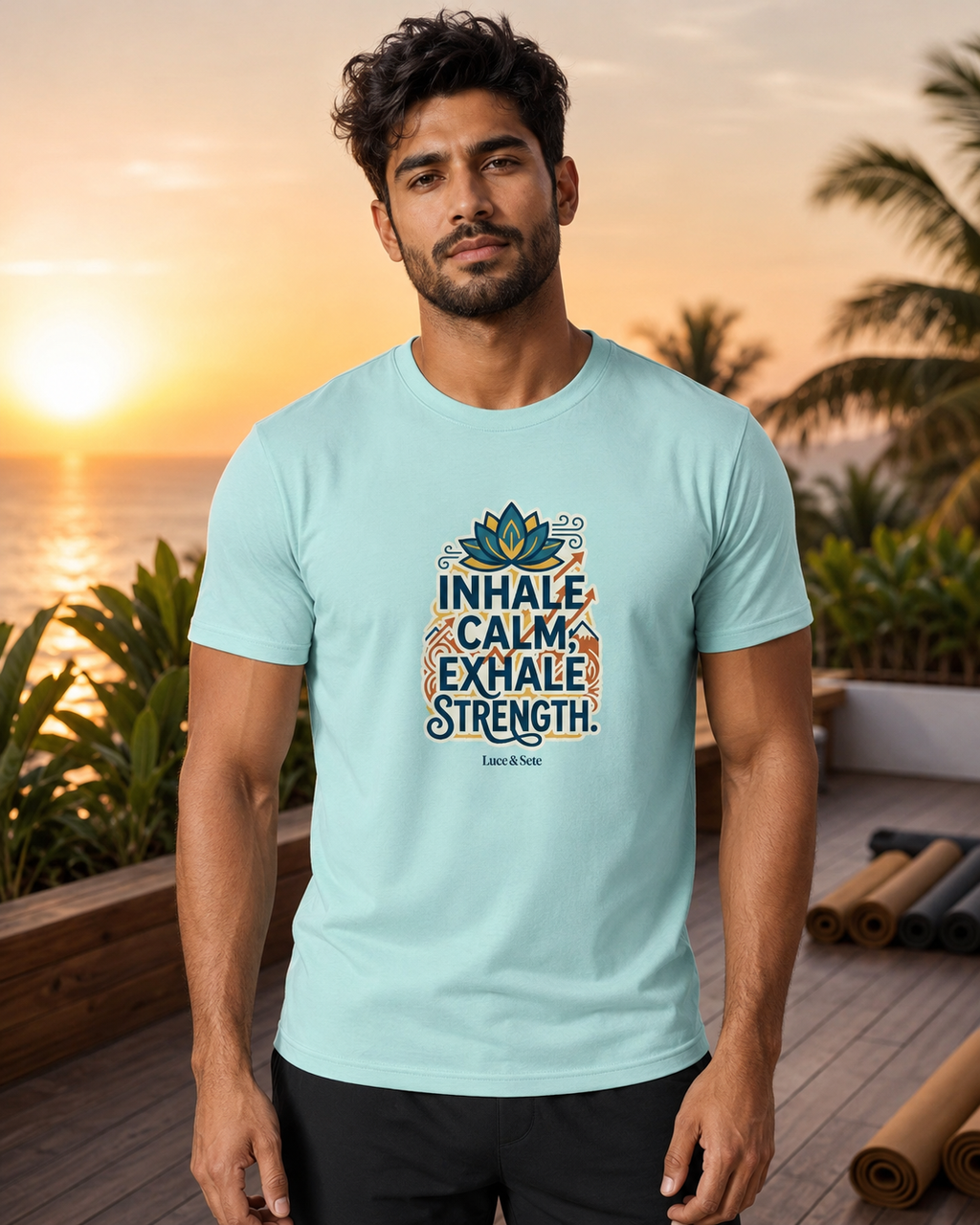 LUCE & SETE GPT mockup 1 - Inhale Calm Exhale Strength Classic Graphic T-Shirt for Men | Mindfulness Streetwear - 555_9403363459309_unisex-classic-crew-t-shirt-175_CLASSIC_front_HERO_20260618_122423.png