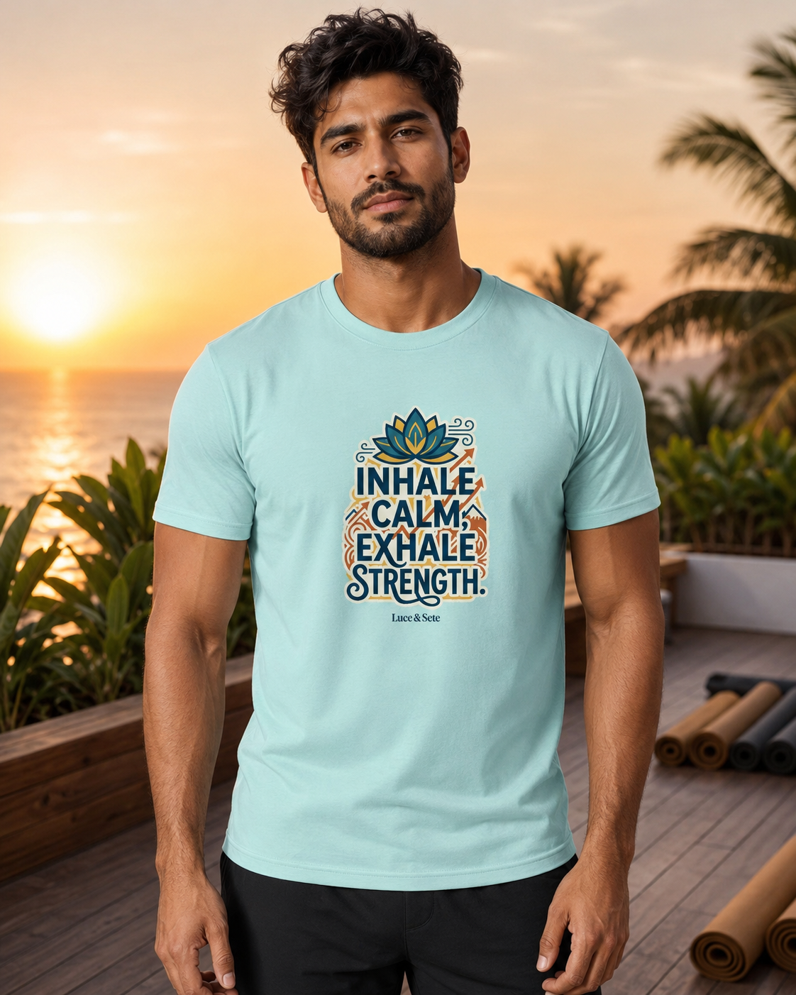 LUCE & SETE GPT mockup 1 - Inhale Calm Exhale Strength Classic Graphic T-Shirt for Men | Mindfulness Streetwear - 555_9403363459309_unisex-classic-crew-t-shirt-175_CLASSIC_front_HERO_20260618_122423.png