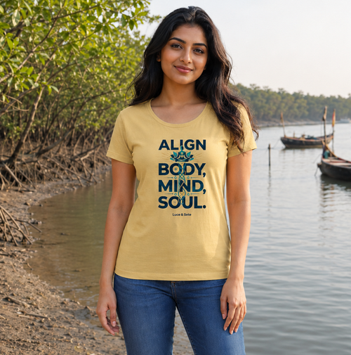 LUCE & SETE GPT mockup 1 - Align Body Mind Soul Classic Graphic T-Shirt for Women | Yoga & Wellness Statement - 555_9403380826349_womens-classic-t-shirt-175_CLASSIC_front_PAIR_20260617_181347_01_row1_col1.png