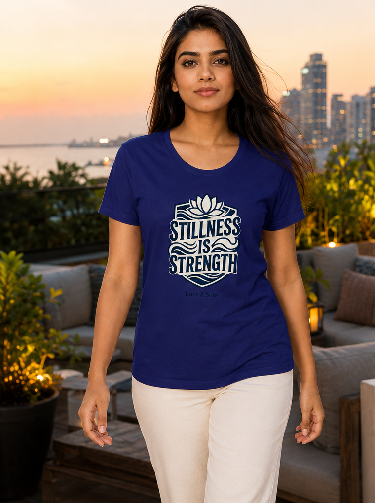 LUCE & SETE GPT mockup 1 - Stillness Is Strength Classic Graphic T-Shirt for Women | Mindful Empowerment Streetwear - 555_9403381055725_womens-classic-t-shirt-176_CLASSIC_front_PAIR_20260618_134712_01_row1_col1.png