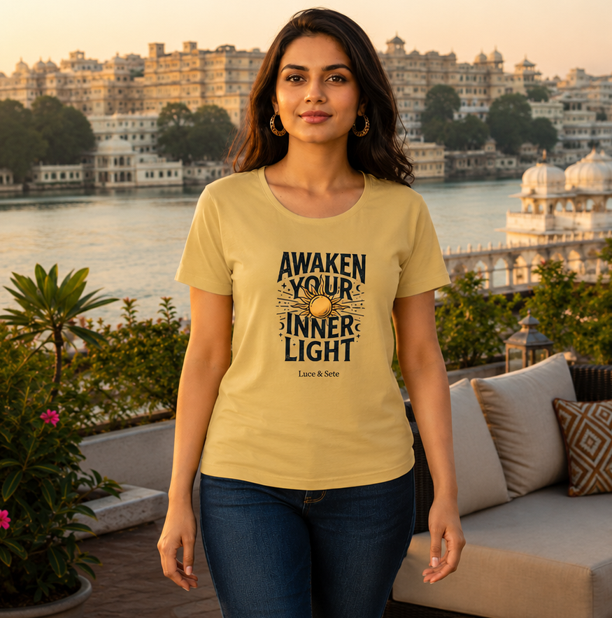 LUCE & SETE GPT mockup 1 - Awaken Your Inner Light Classic Graphic T-Shirt for Women | Spiritual Streetwear - 555_9403381252333_womens-classic-t-shirt-177_CLASSIC_front_PAIR_20260618_135255_01_row1_col1.png