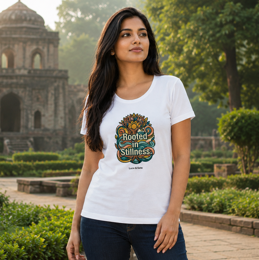 LUCE & SETE GPT mockup 1 - Rooted in Stillness Classic Graphic T-Shirt for Women | Mindful Calm Streetwear - 555_9403381416173_womens-classic-t-shirt-178_CLASSIC_front_PAIR_20260618_135906_02_row1_col2.png
