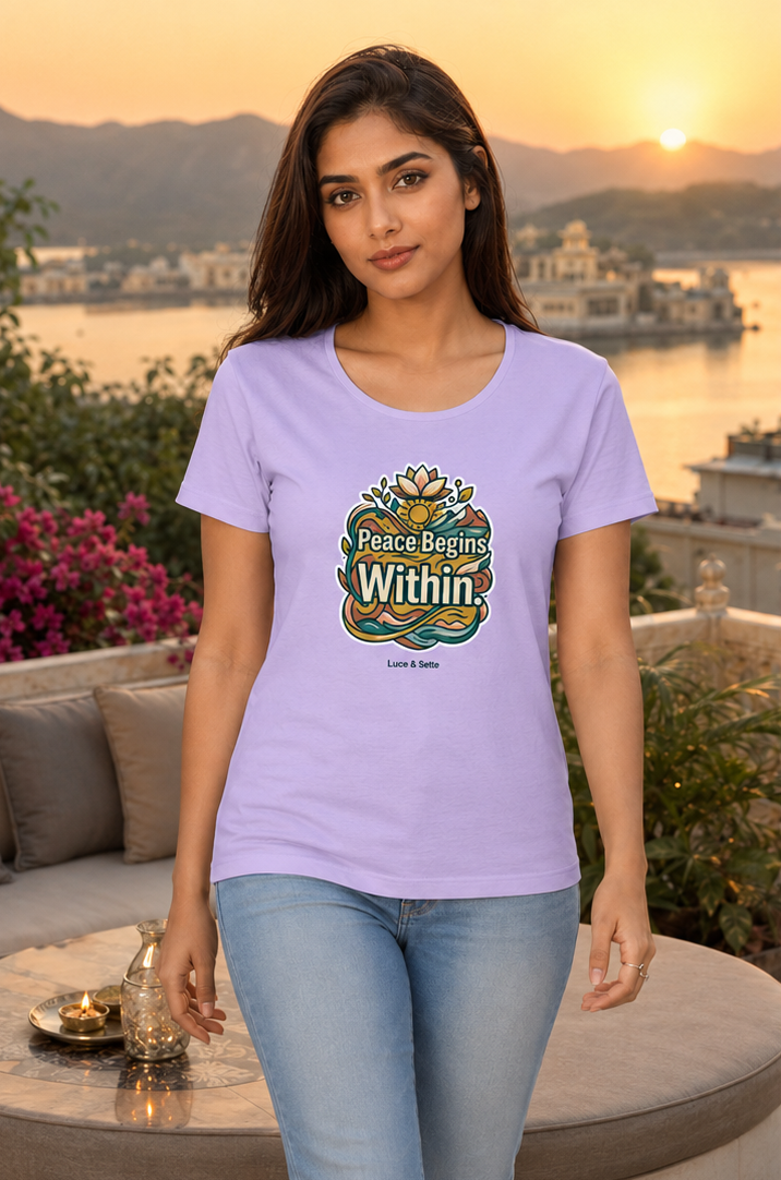 LUCE & SETE GPT mockup 1 - Peace Begins Within Classic Graphic T-Shirt for Women | Mindful Streetwear - 555_9403382726893_womens-classic-t-shirt-181_CLASSIC_front_PAIR_20260618_141610_01_row1_col1.png