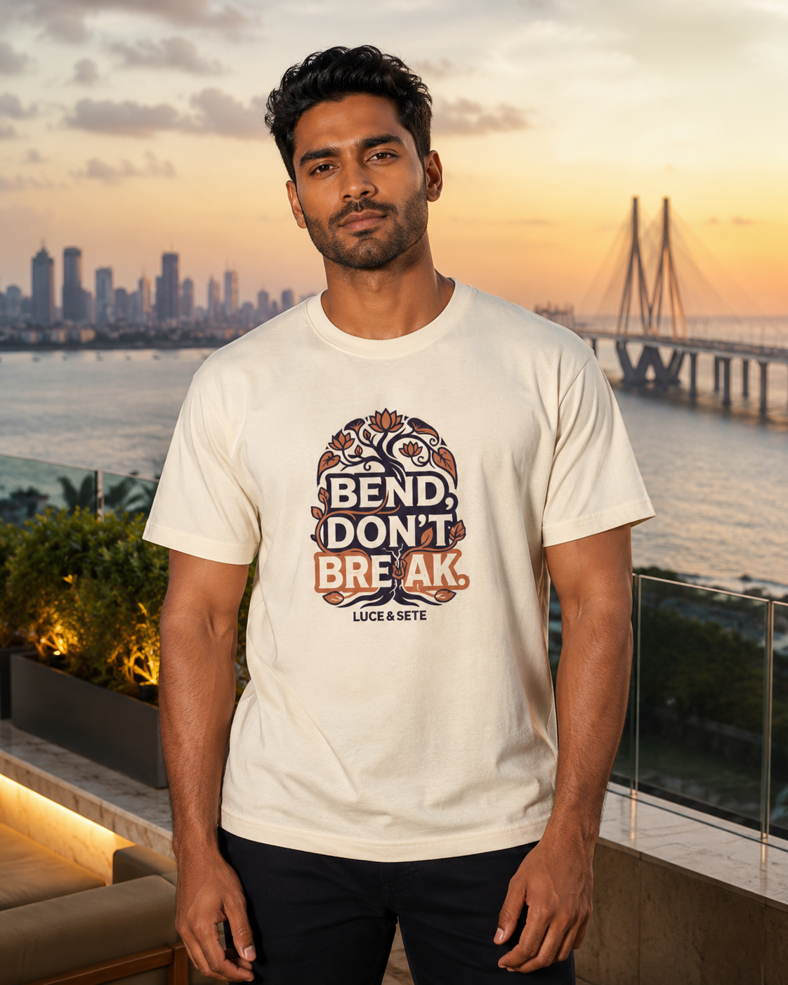 LUCE & SETE GPT mockup 1 - Bend Don't Break Classic Graphic T-Shirt for Men | Resilience Streetwear - 555_9405316595949_unisex-classic-crew-t-shirt-176_YOGA_front_HERO_20260619_103446.png