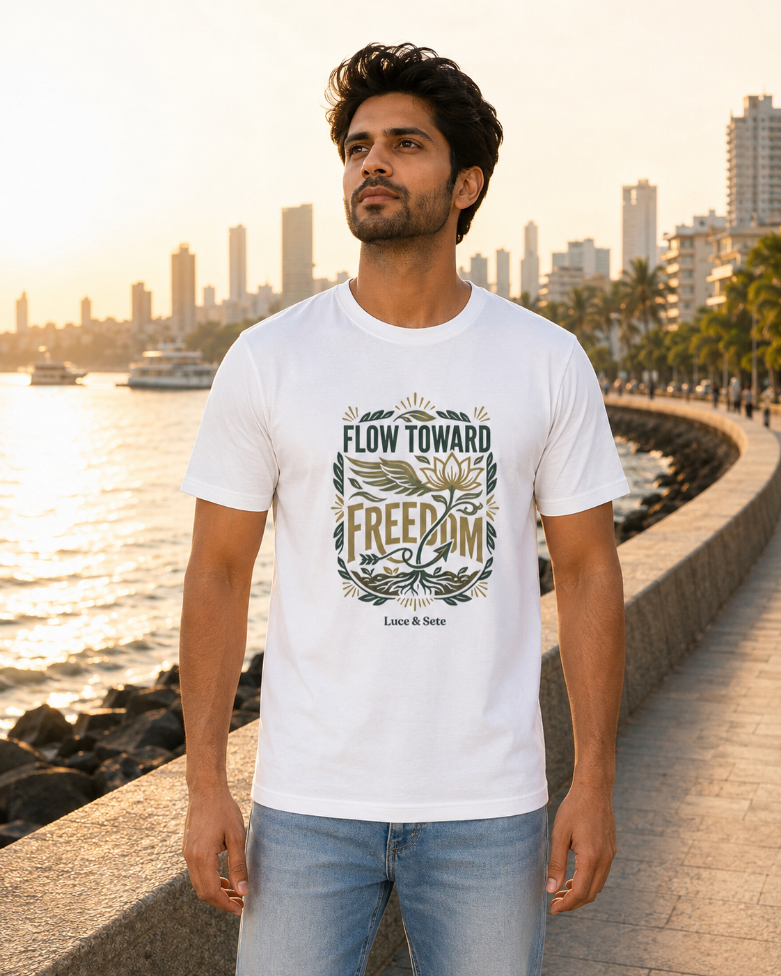 LUCE & SETE GPT mockup 1 - Flow Toward Freedom Classic Graphic T-Shirt for Men | Inspirational Streetwear - 555_9405316628717_unisex-classic-crew-t-shirt-177_CLASSIC_front_HERO_20260619_112858.png