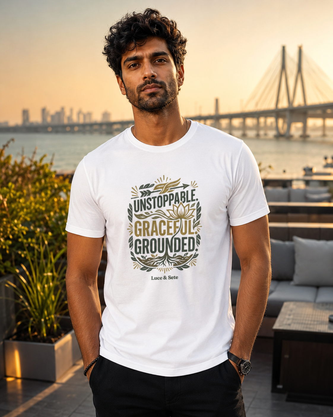 LUCE & SETE GPT mockup 1 - Unstoppable Graceful Grounded Classic Graphic T-Shirt for Men | Empowerment Streetwear - 555_9405316759789_unisex-classic-crew-t-shirt-179_CLASSIC_front_HERO_20260619_113847.png