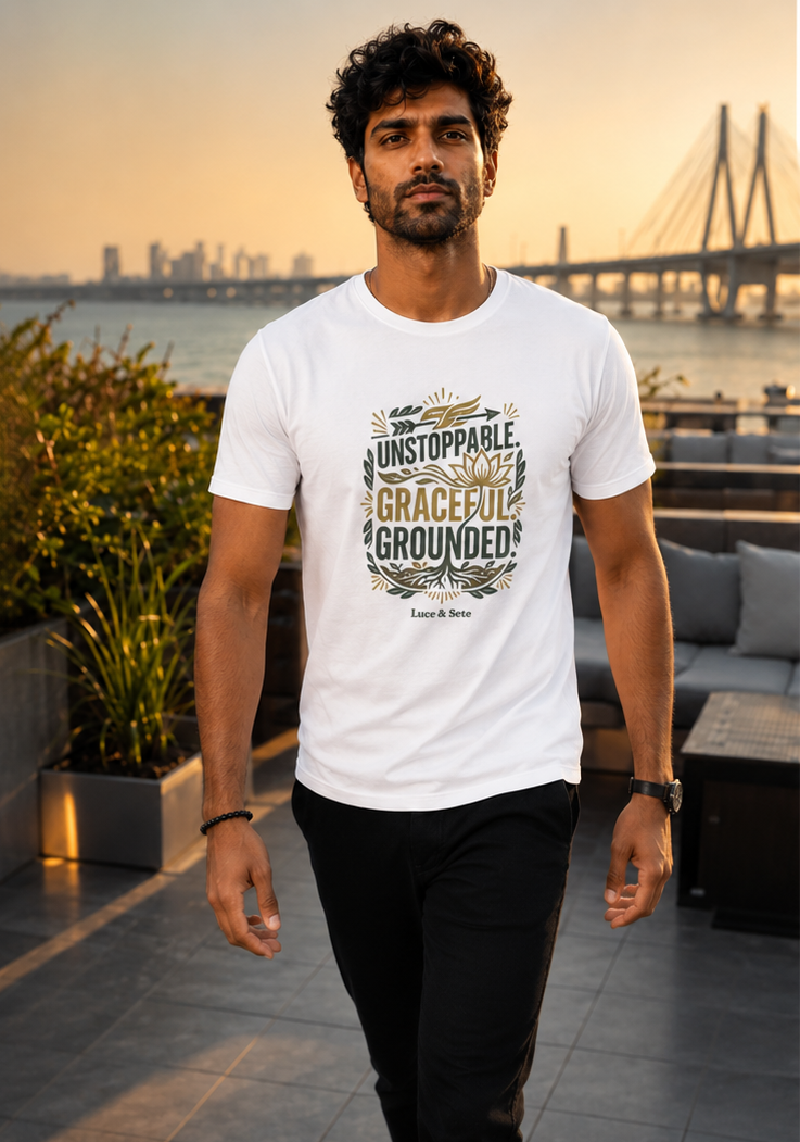LUCE & SETE GPT mockup 1 - Unstoppable Graceful Grounded Classic Graphic T-Shirt for Men | Empowerment Streetwear - 555_9405316759789_unisex-classic-crew-t-shirt-179_CLASSIC_front_PAIR_20260619_114029_01_row1_col1.png