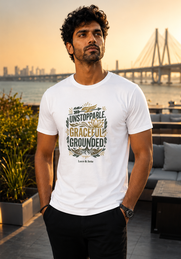 LUCE & SETE GPT mockup 1 - Unstoppable Graceful Grounded Classic Graphic T-Shirt for Men | Empowerment Streetwear - 555_9405316759789_unisex-classic-crew-t-shirt-179_CLASSIC_front_PAIR_20260619_114029_02_row1_col2.png