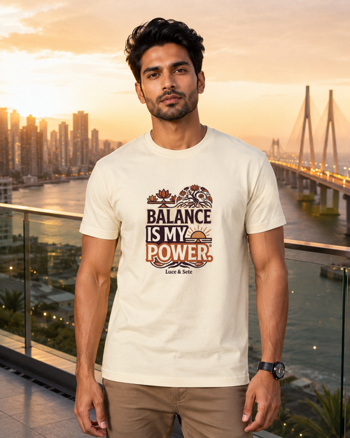 LUCE & SETE GPT mockup 1 - Balance Is My Power Classic Graphic T-Shirt for Men | Empowerment Streetwear - 555_9405316792557_unisex-classic-crew-t-shirt-180_CLASSIC_front_HERO_20260619_114335.png