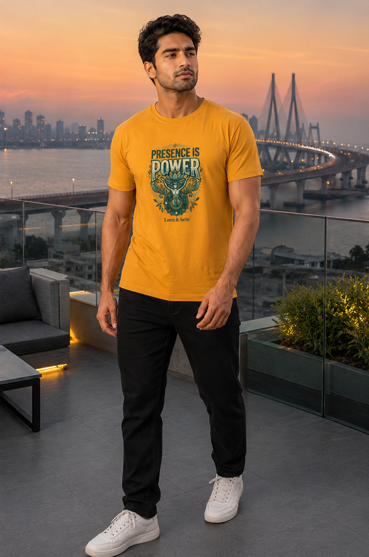 LUCE & SETE GPT mockup 1 - Presence Is Power Classic Graphic T-Shirt for Men | Confidence Streetwear - 555_9405317120237_unisex-classic-crew-t-shirt-185_CLASSIC_front_PAIR_20260619_120647_02_row1_col2.png