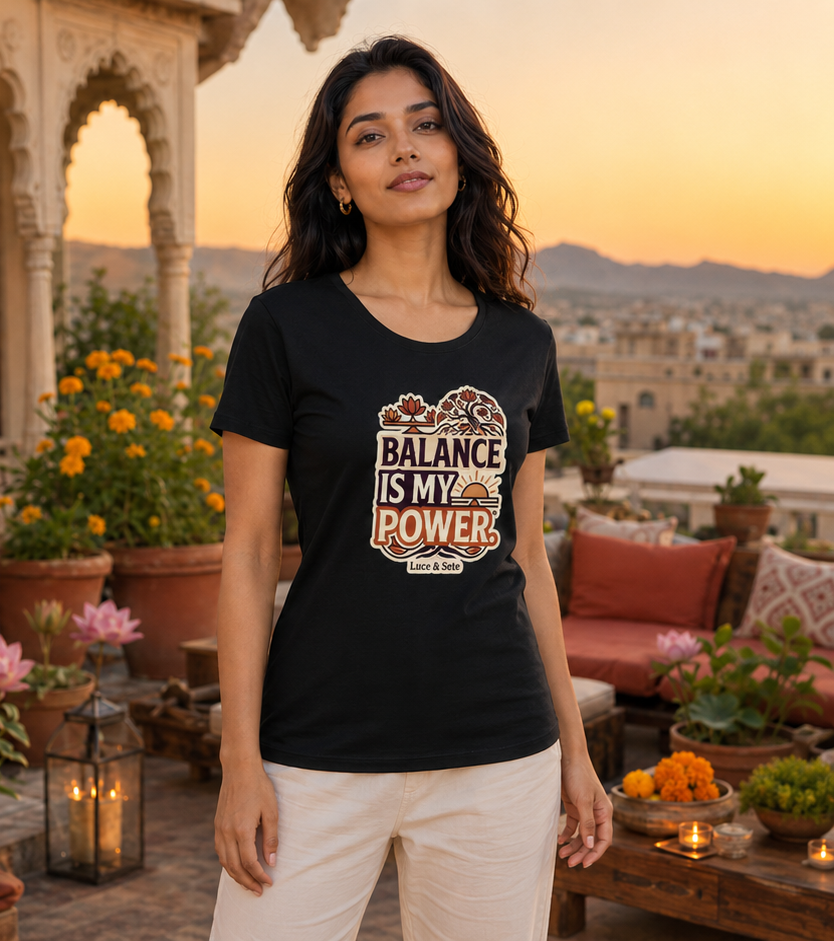 LUCE & SETE GPT mockup 1 - Balance Is My Power Classic Graphic T-Shirt for Women | Spiritual Empowerment Streetwear - 555_9405337174253_womens-classic-t-shirt-189_CLASSIC_front_PAIR_20260619_160608_02_row1_col2.png