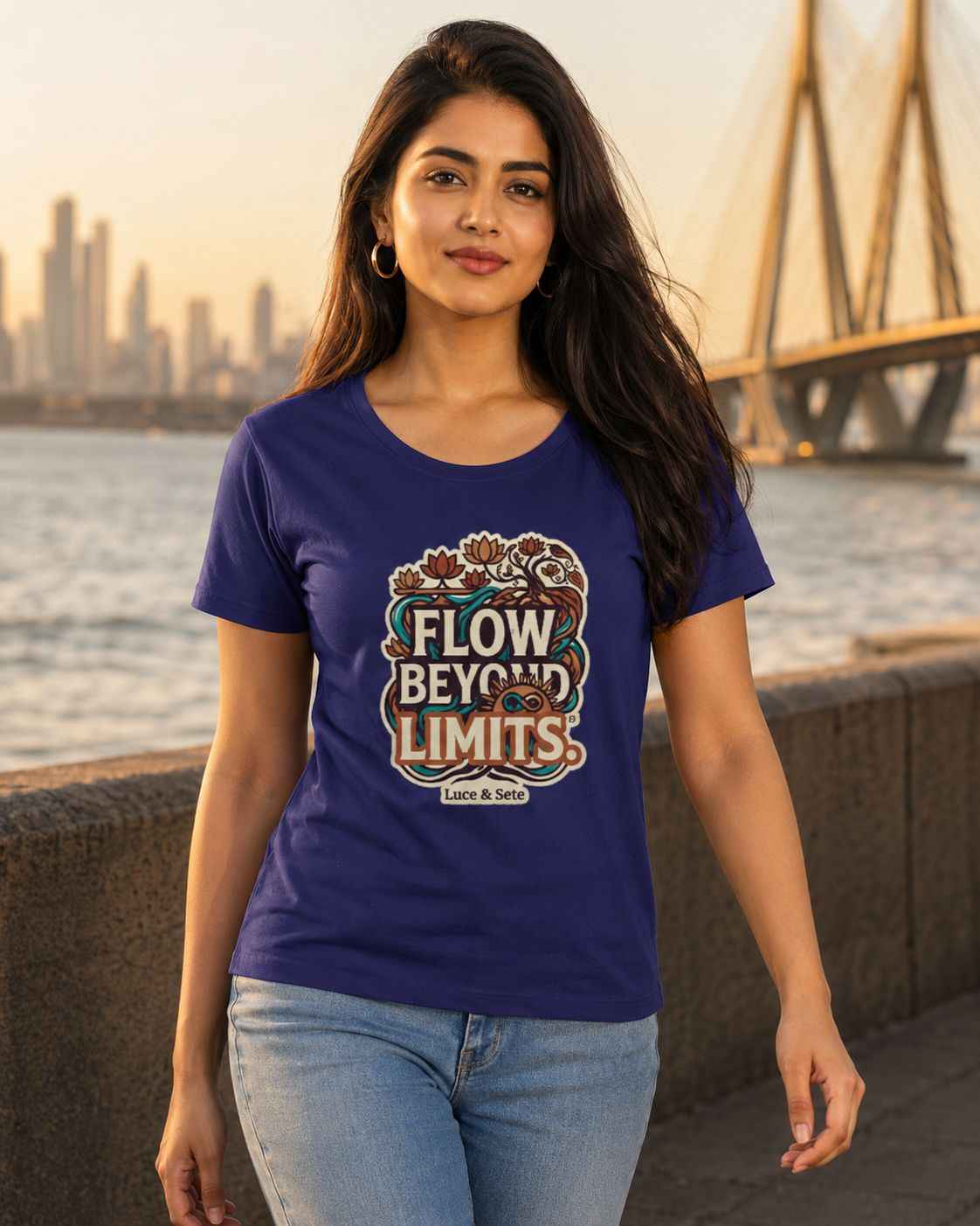 LUCE & SETE GPT mockup 1 - Flow Beyond Limits Classic Graphic T-Shirt for Women | Inspirational Streetwear - 555_9405337272557_womens-classic-t-shirt-191_YOGA_front_HERO_20260619_161447.png