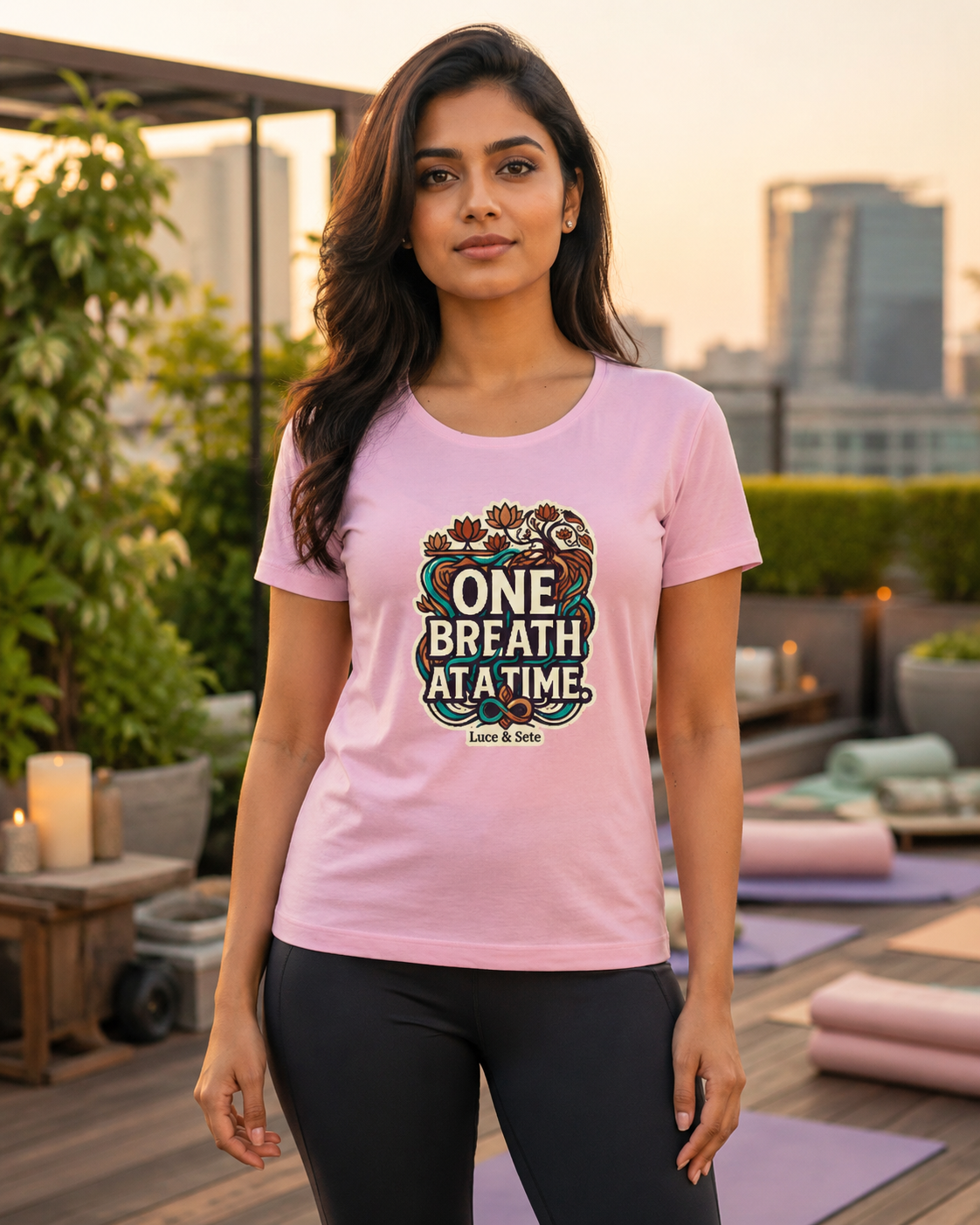 LUCE & SETE GPT mockup 1 - One Breath at a Time Classic Graphic T-Shirt for Women | Mindfulness Streetwear - 555_9405337403629_womens-classic-t-shirt-193_CLASSIC_front_HERO_20260619_162442.png