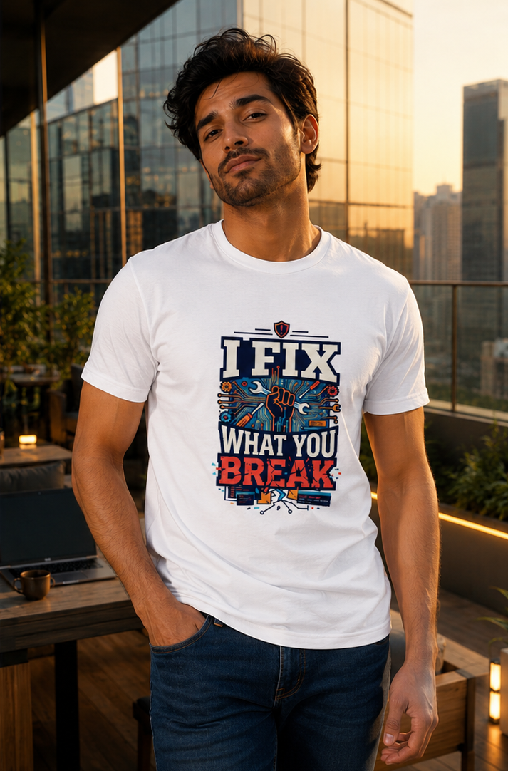 LUCE & SETE GPT mockup 1 - I Fix What You Break Premium Graphic T-Shirt for Men & Women | Software Developer Humor Streetwear - 555_9408009961709_unisex-stretch-t-shirt-178_TECH_CODE_front_PAIR_20260622_135449_02_row1_col2.png