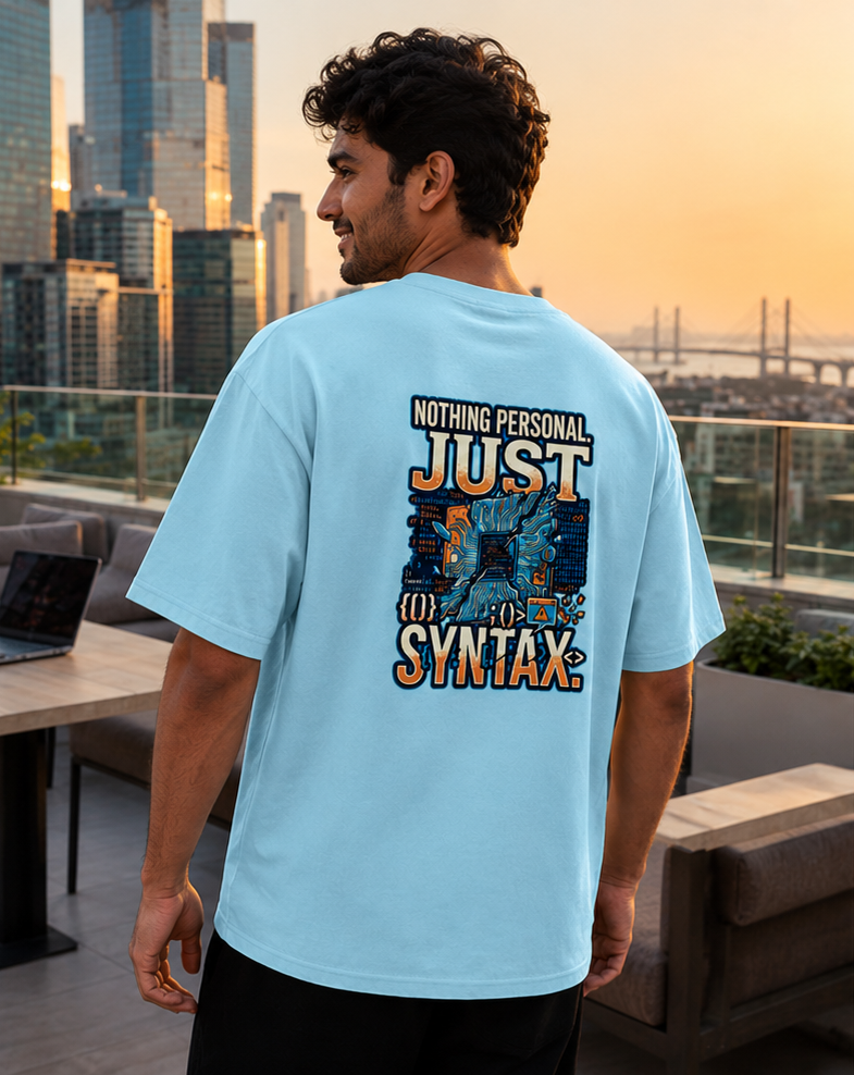 LUCE & SETE GPT mockup 1 - Just Syntax Oversized Classic T-Shirt for Men & Women | Software Developer Humor Streetwear - 555_9408139526381_unisex-oversized-classic-t-shirt-113_TECH_CODE_back_PAIR_20260622_164632_01_row1_col1.png