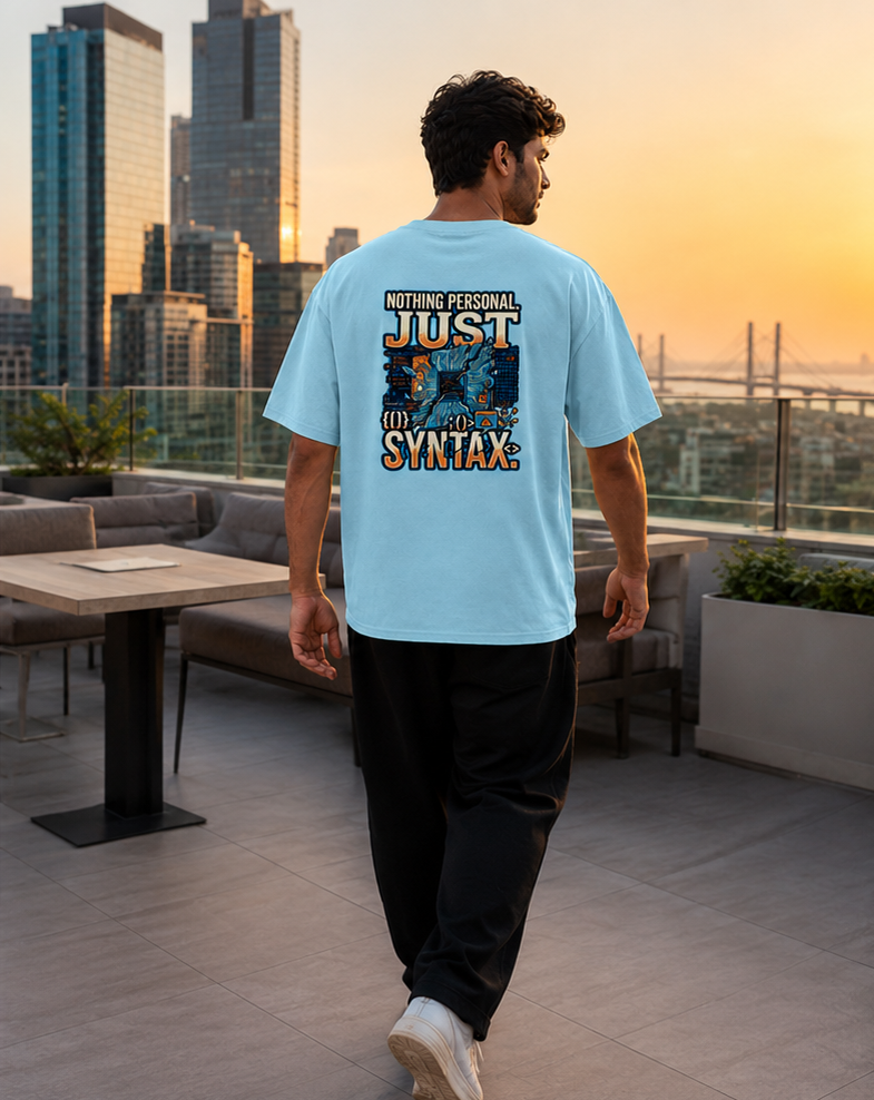 LUCE & SETE GPT mockup 1 - Just Syntax Oversized Classic T-Shirt for Men & Women | Software Developer Humor Streetwear - 555_9408139526381_unisex-oversized-classic-t-shirt-113_TECH_CODE_back_PAIR_20260622_164632_02_row1_col2.png