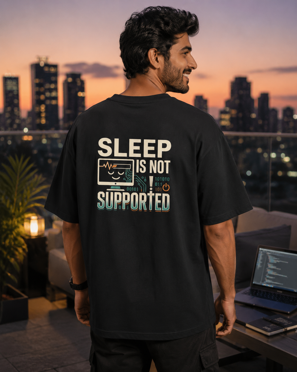 LUCE & SETE GPT mockup 1 - Sleep Is Not Supported Oversized Graphic T-Shirt for Men & Women | Software Developer Humor Streetwear - 555_9408139559149_unisex-oversized-classic-t-shirt-114_TECH_CODE_back_HERO_20260622_165702.png