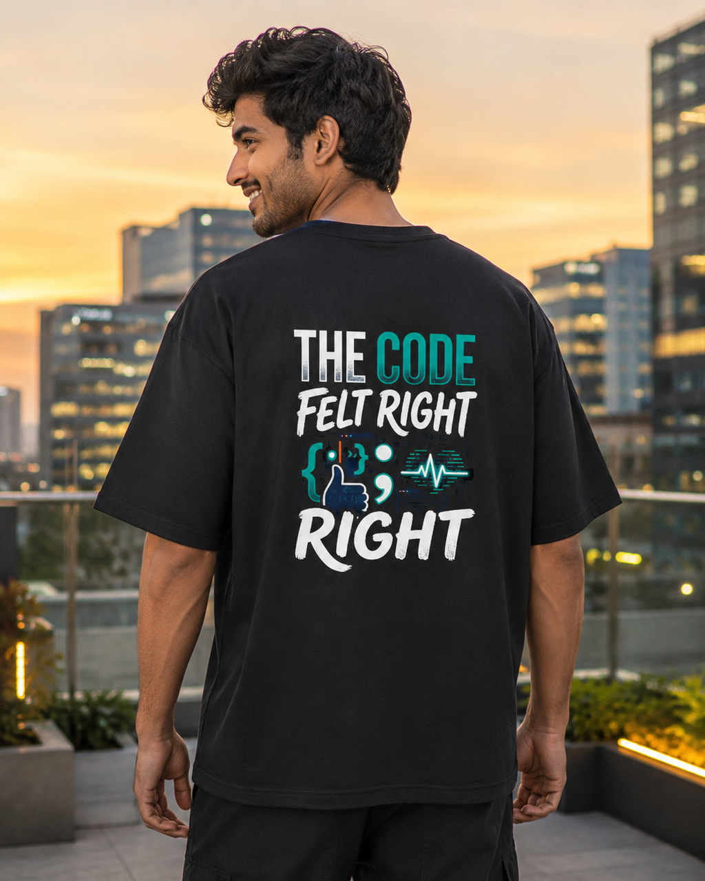 LUCE & SETE GPT mockup 1 - The Code Felt Right Oversized Graphic T-Shirt for Men & Women | Software Developer Humor Streetwear - 555_9408139624685_unisex-oversized-classic-t-shirt-115_TECH_CODE_back_HERO_20260622_170218.png