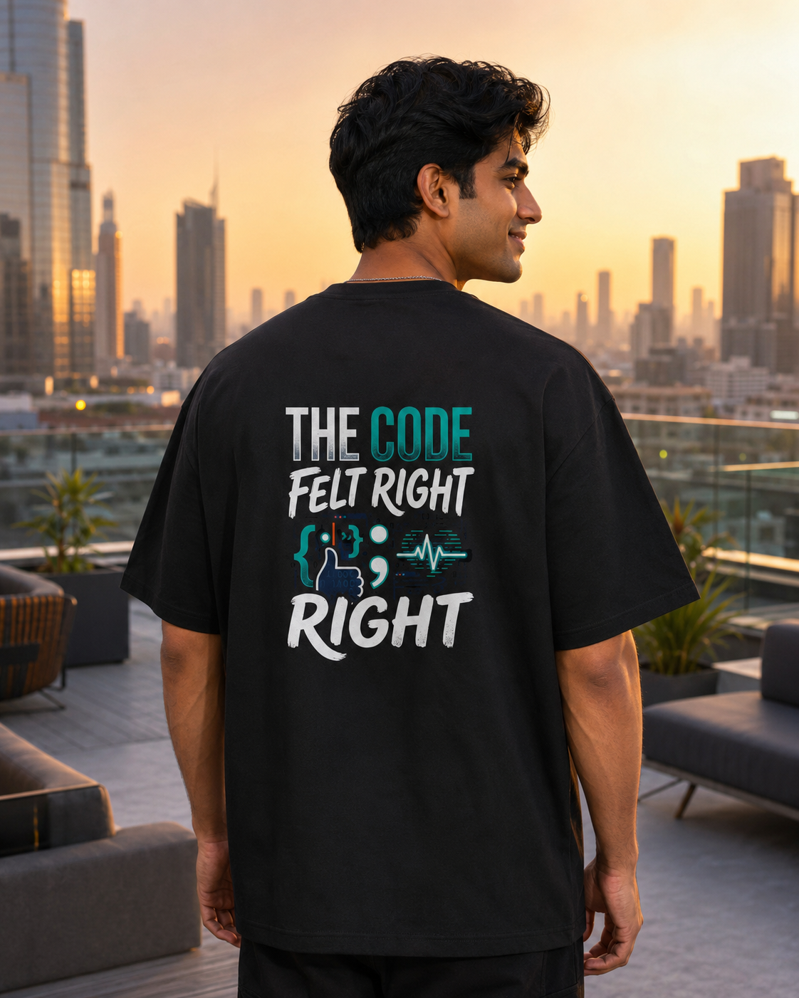 LUCE & SETE GPT mockup 1 - The Code Felt Right Oversized Graphic T-Shirt for Men & Women | Software Developer Humor Streetwear - 555_9408139624685_unisex-oversized-classic-t-shirt-115_TECH_CODE_back_HERO_20260622_202742.png
