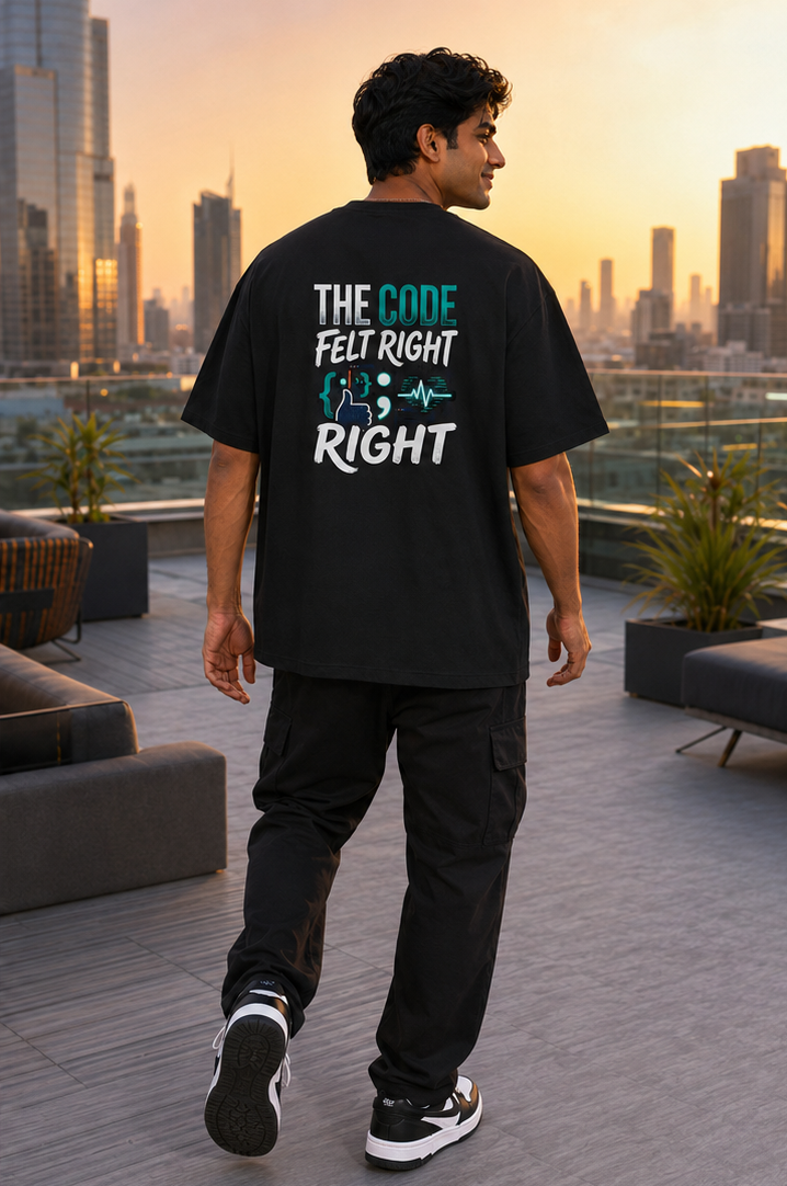 LUCE & SETE GPT mockup 1 - The Code Felt Right Oversized Graphic T-Shirt for Men & Women | Software Developer Humor Streetwear - 555_9408139624685_unisex-oversized-classic-t-shirt-115_TECH_CODE_back_PAIR_20260622_203118_02_row1_col2.png