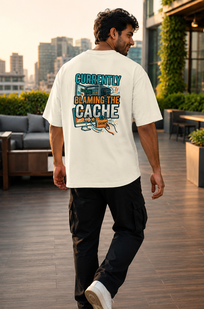 LUCE & SETE GPT mockup 1 - Currently Blaming the Cache Oversized Classic T-Shirt for Men & Women | Software Developer Humor Streetwear - 555_9408139690221_unisex-oversized-classic-t-shirt-117_TECH_CODE_back_PAIR_20260622_171513_02_row1_col2.png