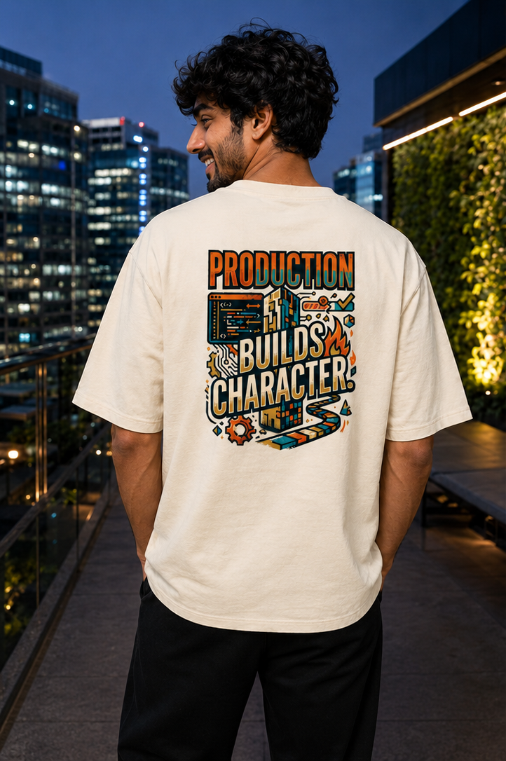 LUCE & SETE GPT mockup 1 - Production Builds Character Oversized Graphic T-Shirt for Men & Women | Software Developer Humor Streetwear - 555_9408140935405_unisex-oversized-classic-t-shirt-121_TECH_CODE_back_PAIR_20260622_175459_01_row1_col1.png
