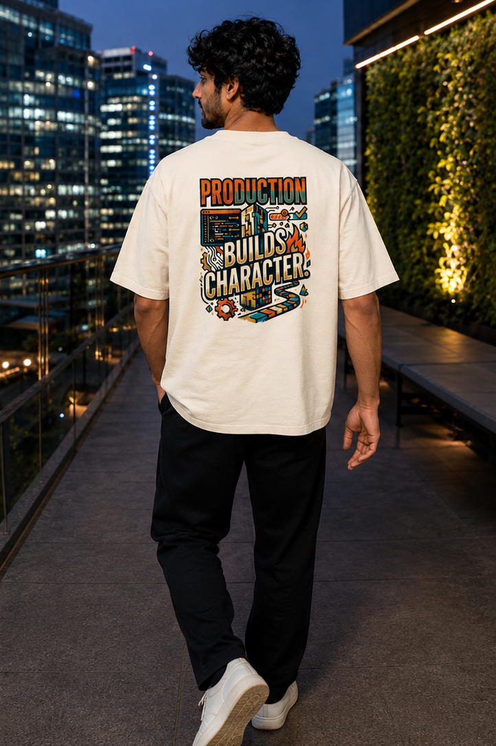 LUCE & SETE GPT mockup 1 - Production Builds Character Oversized Graphic T-Shirt for Men & Women | Software Developer Humor Streetwear - 555_9408140935405_unisex-oversized-classic-t-shirt-121_TECH_CODE_back_PAIR_20260622_175459_02_row1_col2.png