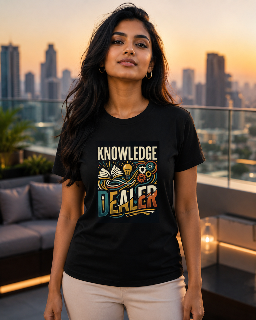 LUCE & SETE GPT mockup 1 - Knowledge Dealer Premium Graphic T-Shirt for Men & Women | Teach Mode Streetwear - 555_9408233210093_unisex-stretch-t-shirt-184_TEACH_MODE_front_HERO_20260623_042607.png