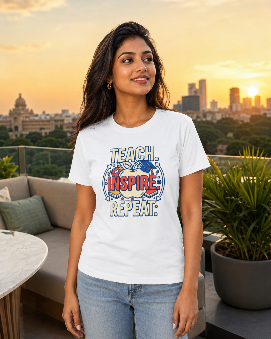 LUCE & SETE GPT mockup 1 - Teach Inspire Repeat Premium Graphic T-Shirt for Men & Women | Teach Mode Streetwear - 555_9408233242861_unisex-stretch-t-shirt-185_TEACH_MODE_front_HERO_20260623_043042.png