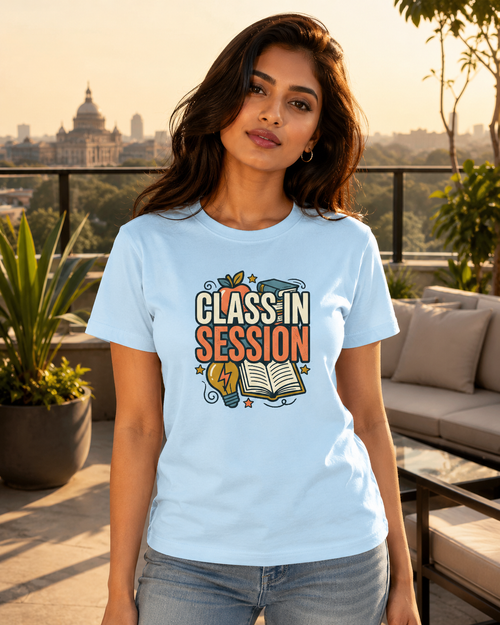 LUCE & SETE GPT mockup 1 - Class In Session Premium Graphic T-Shirt for Men & Women | Teach Mode Streetwear - 555_9408233275629_unisex-stretch-t-shirt-186_TEACH_MODE_front_HERO_20260623_043609.png