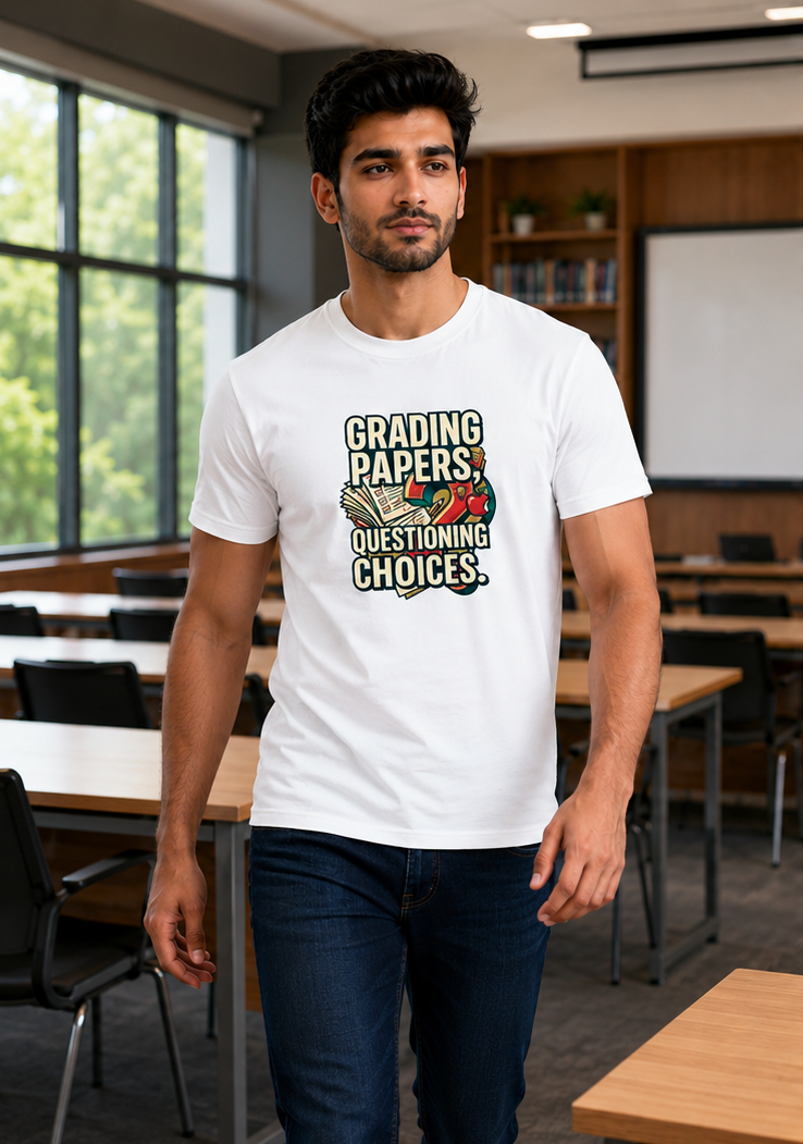LUCE & SETE GPT mockup 1 - Grading Papers Questioning Choices Premium Graphic T-Shirt for Men & Women | Teach Mode Streetwear - 555_9408233472237_unisex-stretch-t-shirt-190_TEACH_MODE_front_PAIR_20260623_131245_01_row1_col1.png