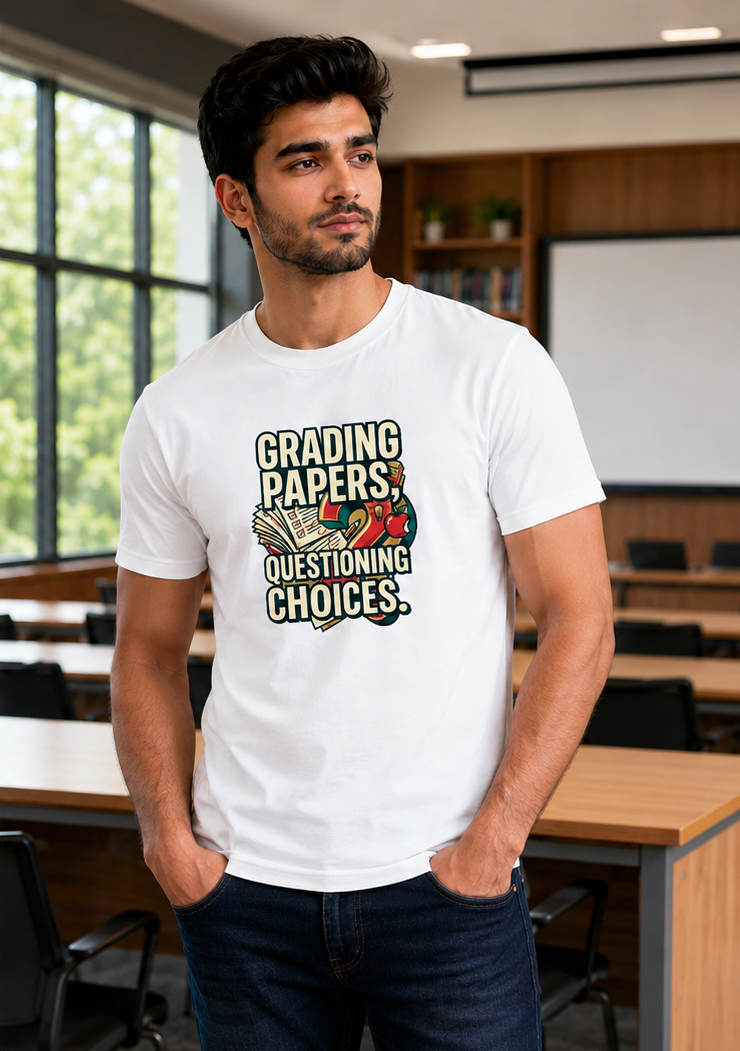 LUCE & SETE GPT mockup 1 - Grading Papers Questioning Choices Premium Graphic T-Shirt for Men & Women | Teach Mode Streetwear - 555_9408233472237_unisex-stretch-t-shirt-190_TEACH_MODE_front_PAIR_20260623_131245_02_row1_col2.png