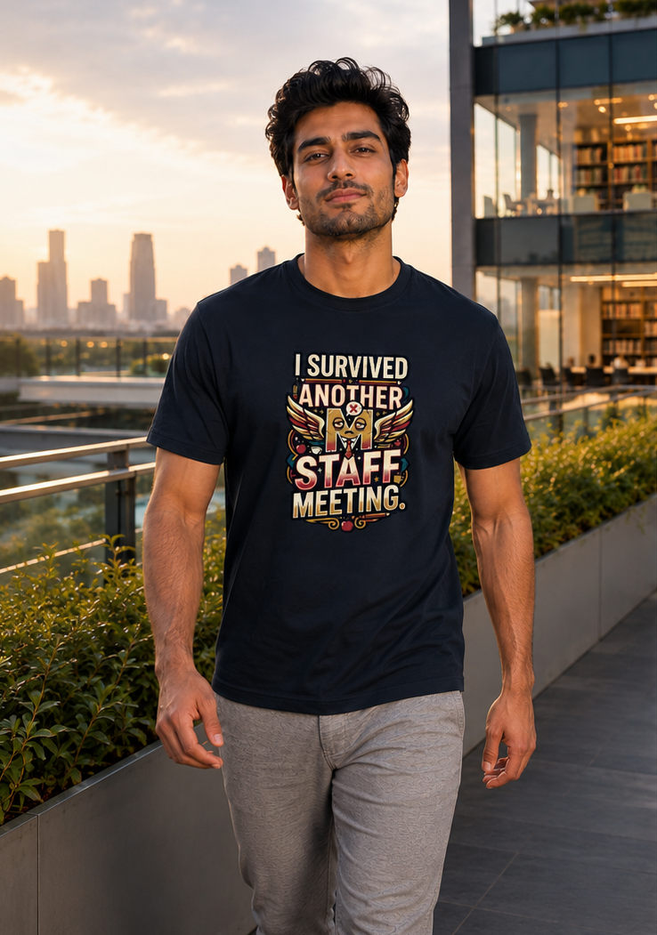 LUCE & SETE GPT mockup 1 - I Survived Another Staff Meeting Premium Graphic T-Shirt for Men & Women | Teach Mode Streetwear - 555_9408233505005_unisex-stretch-t-shirt-191_TEACH_MODE_front_PAIR_20260623_131750_01_row1_col1.png