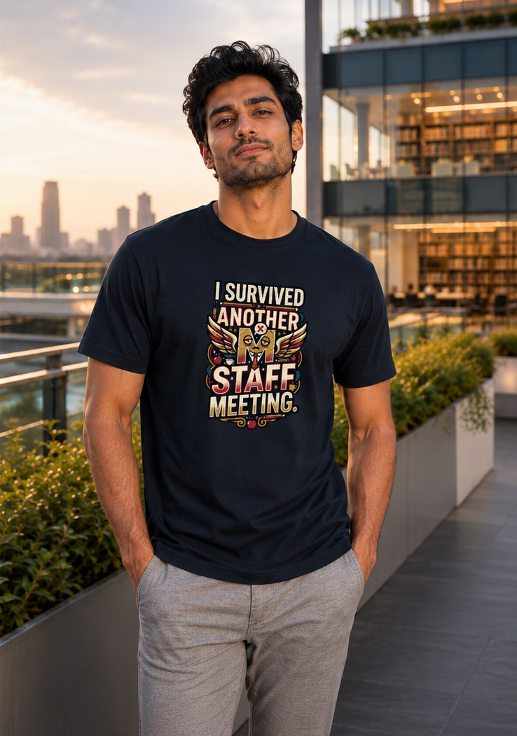 LUCE & SETE GPT mockup 1 - I Survived Another Staff Meeting Premium Graphic T-Shirt for Men & Women | Teach Mode Streetwear - 555_9408233505005_unisex-stretch-t-shirt-191_TEACH_MODE_front_PAIR_20260623_131750_02_row1_col2.png