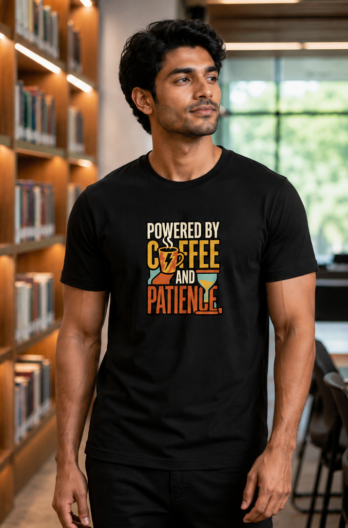 LUCE & SETE GPT mockup 1 - Powered by Coffee and Patience Premium Graphic T-Shirt for Men & Women | Teach Mode Streetwear - 555_9408233570541_unisex-stretch-t-shirt-192_TEACH_MODE_front_PAIR_20260623_145945_02_row1_col2.png