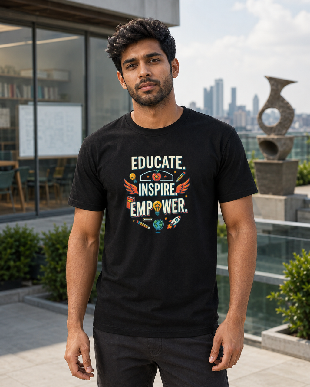 LUCE & SETE GPT mockup 1 - Educate Inspire Empower Classic Graphic T-Shirt for Men | Teach Mode Streetwear - 555_9408908624109_unisex-classic-crew-t-shirt-186_TEACH_MODE_front_HERO_20260623_133759.png