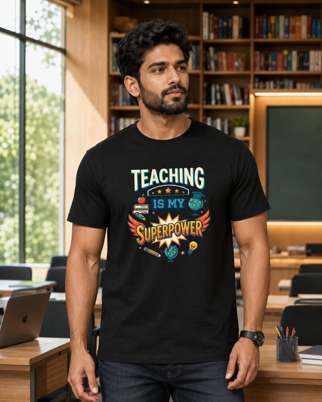 LUCE & SETE GPT mockup 1 - Teaching is My Superpower Classic Graphic T-Shirt for Men | Teach Mode Streetwear - 555_9408908820717_unisex-classic-crew-t-shirt-190_CLASSIC_front_HERO_20260623_135832.png