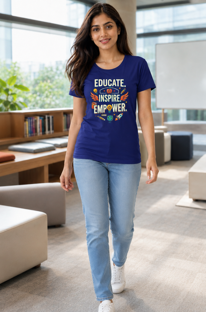 LUCE & SETE GPT mockup 1 - Educate Inspire Empower Classic Graphic T-Shirt for Women | Teach Mode Streetwear - 555_9409226342637_womens-classic-t-shirt-195_TEACH_MODE_front_PAIR_20260623_154350_01_row1_col1.png
