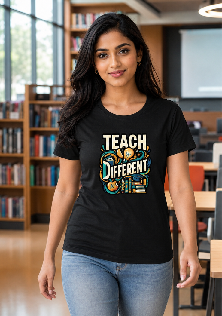 LUCE & SETE GPT mockup 1 - Teach Different Classic Graphic T-Shirt for Women | Teach Mode Streetwear - 555_9409227555053_womens-classic-t-shirt-200_TEACH_MODE_front_PAIR_20260623_170722_01_row1_col1.png