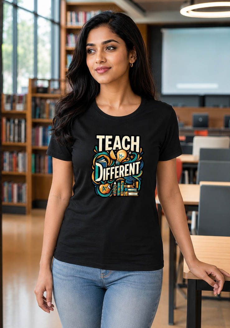 LUCE & SETE GPT mockup 1 - Teach Different Classic Graphic T-Shirt for Women | Teach Mode Streetwear - 555_9409227555053_womens-classic-t-shirt-200_TEACH_MODE_front_PAIR_20260623_170722_02_row1_col2.png