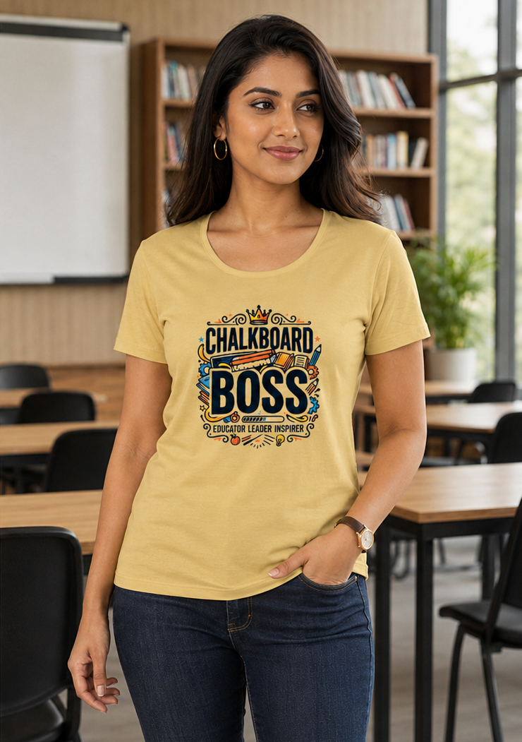 LUCE & SETE GPT mockup 1 - Chalkboard Boss Classic Graphic T-Shirt for Women | Teach Mode Streetwear - 555_9409227653357_womens-classic-t-shirt-202_TEACH_MODE_front_PAIR_20260623_171850_02_row1_col2.png