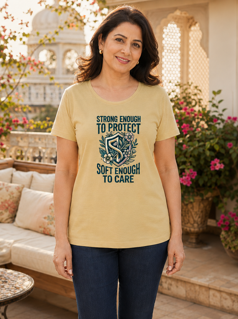 LUCE & SETE GPT mockup 1 - Strong Enough To Protect Classic Graphic T-Shirt for Women | Empowerment Statement - 555_9410358247661_womens-classic-t-shirt-220_CLASSIC_front_PAIR_20260625_103906_02_row1_col2.png
