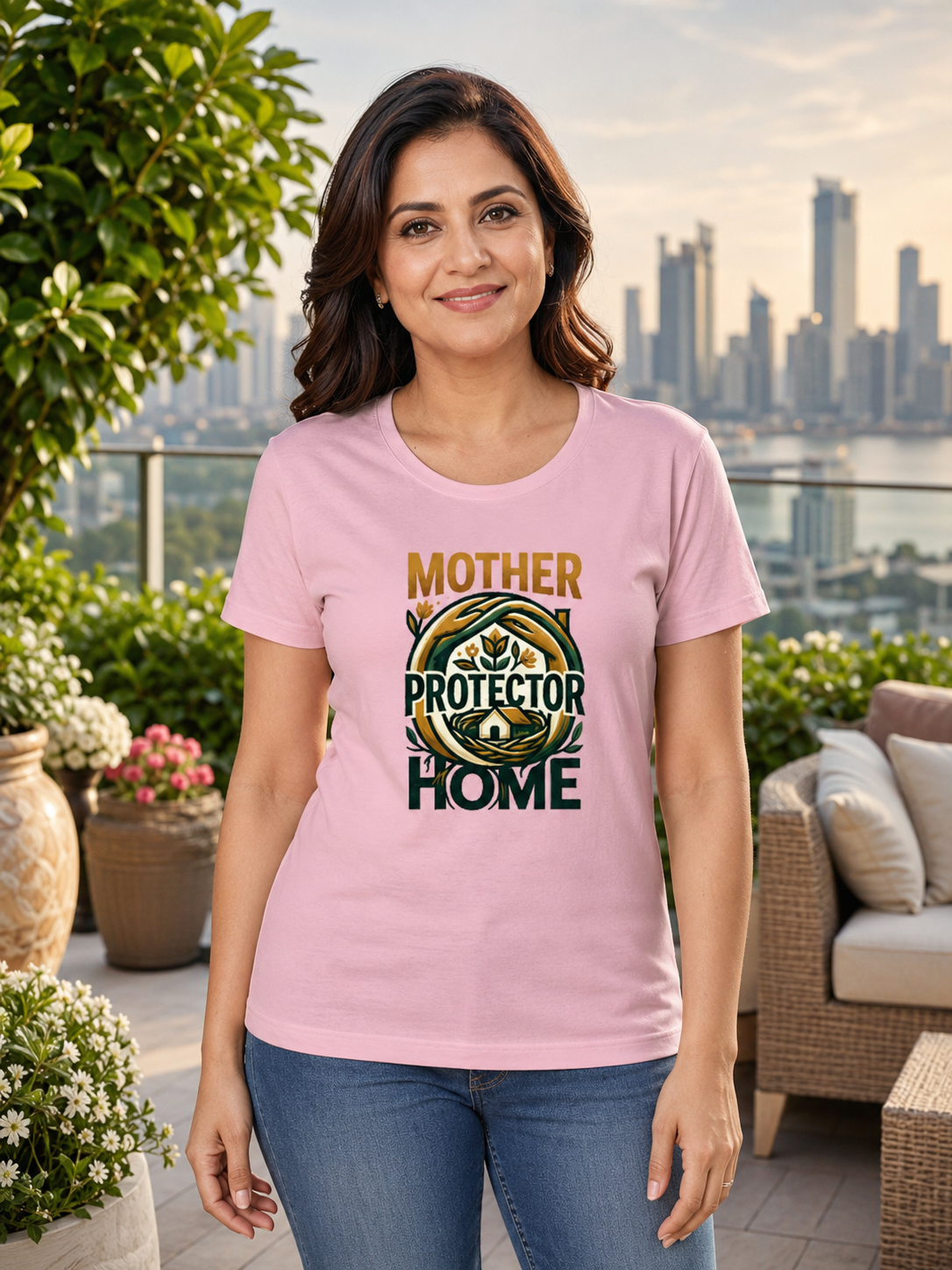 LUCE & SETE GPT mockup 1 - Mother Protector Home Classic Graphic T-Shirt for Women | Empowered Mom Streetwear - 555_9410360279277_womens-classic-t-shirt-223_CLASSIC_front_HERO_20260625_170008.png
