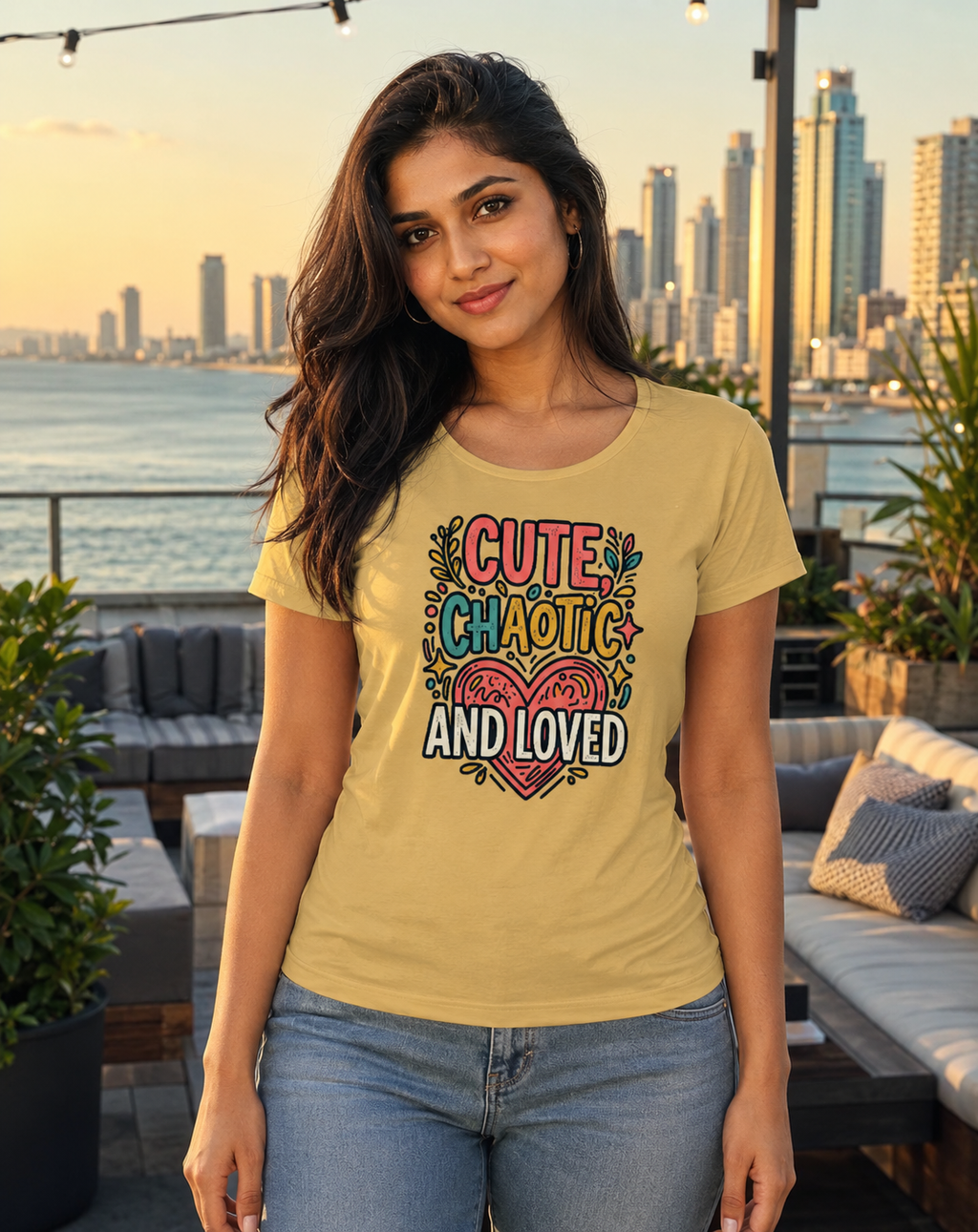 LUCE & SETE GPT mockup 1 - Cute Chaotic and Loved Classic Graphic T-Shirt for Women | Daughter Streetwear - 555_9412475519213_womens-classic-t-shirt-230_CLASSIC_front_HERO_20260626_144836.png